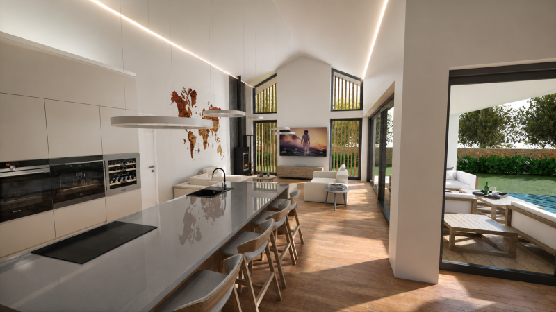 Interiér obytné místnosti v Křenovicích